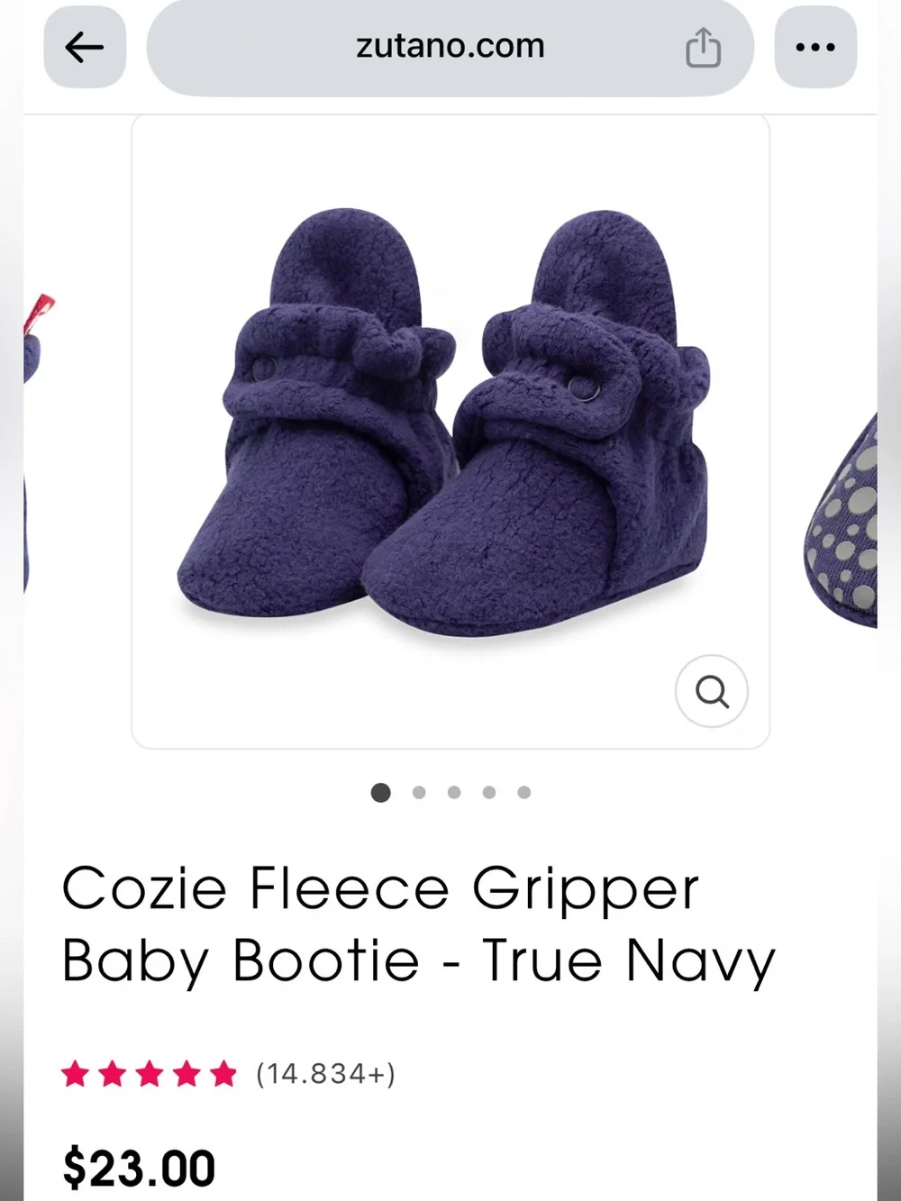 Zutano Cozie Fleece Gripper Baby Bootie - True Navy